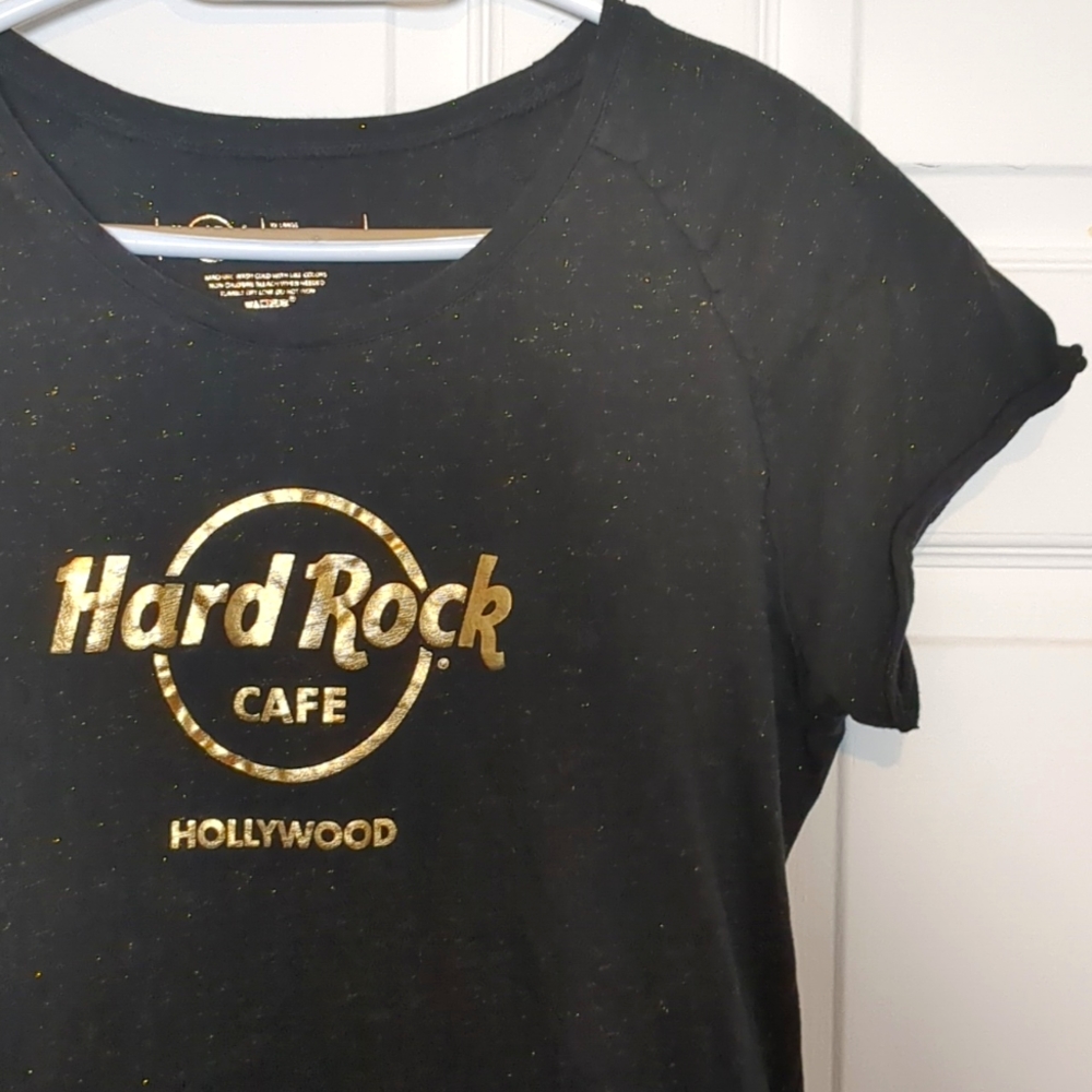 Hard Rock Cafe Hollywood T-Shirt - Black & Gold XXL